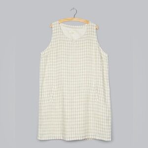 Eileen Fisher Gingham 100% Organic Cotton Linen Shift Dress -Size Small Petite